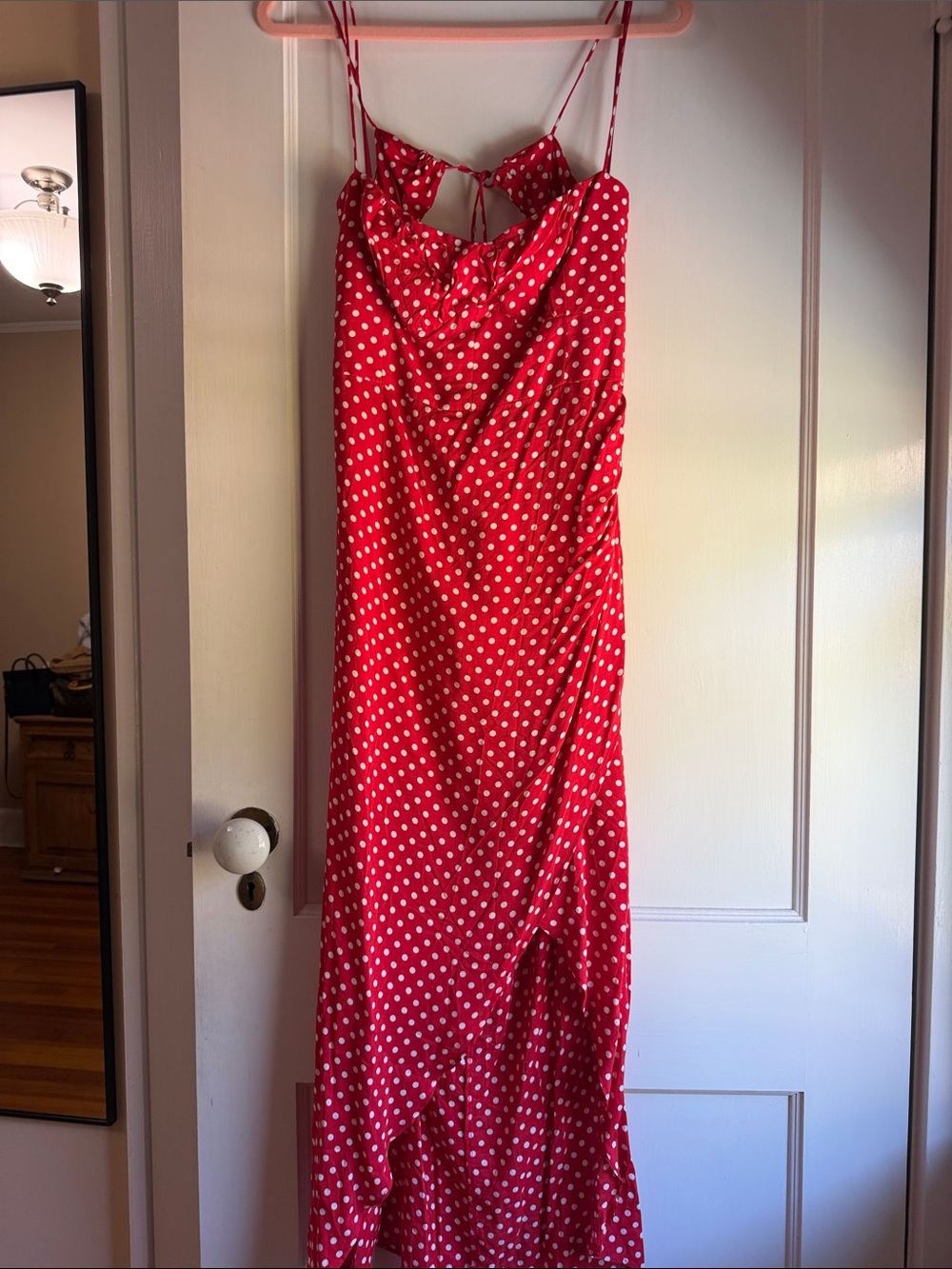Zara Red Polka Dot Midi Slip Dress